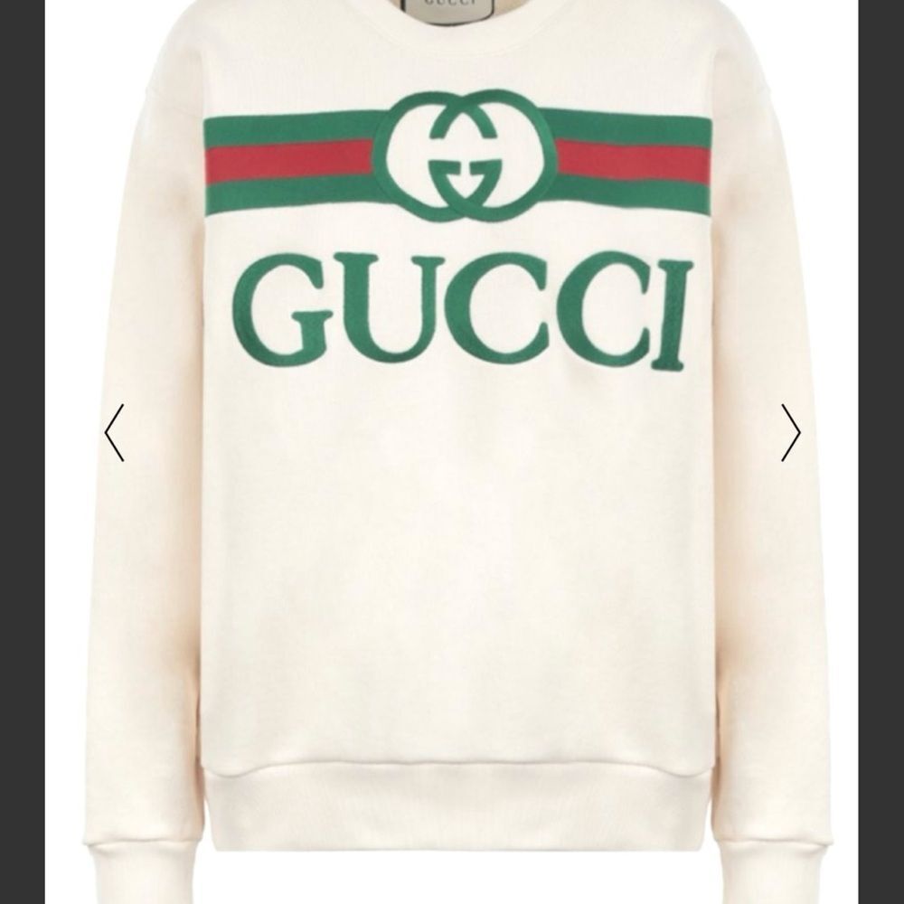 Gucci Ivory and Forest Green Logo Crewneck Sweater - Picture 7 of 7
